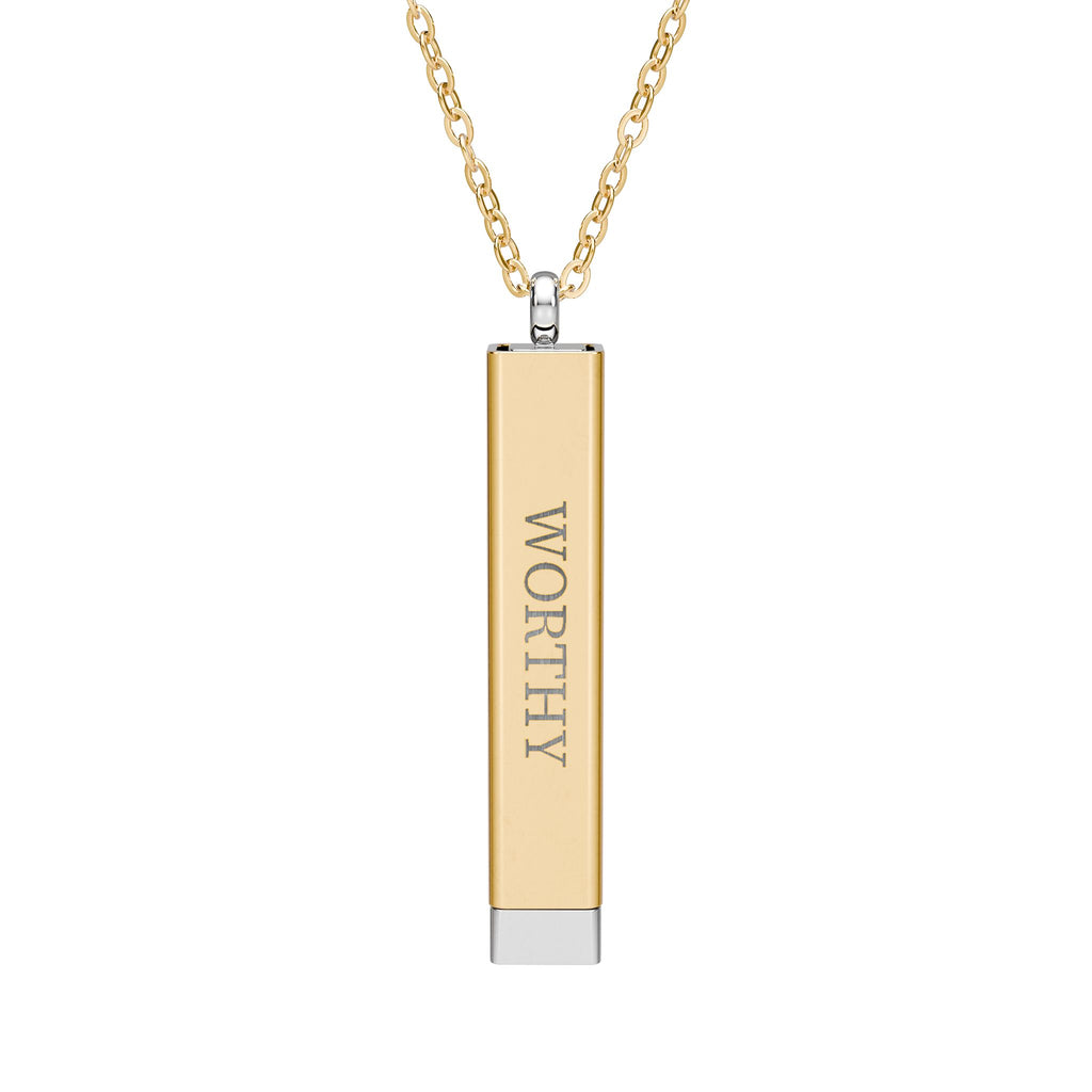 Worthy — C2C Hidden Message Bar Necklace