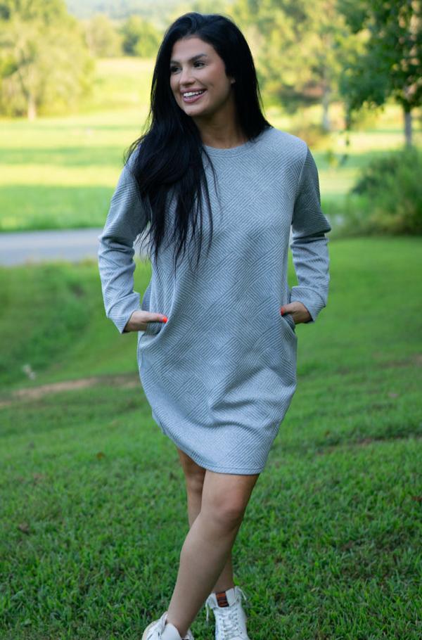 Power Sleeve — C2C Textured Long Sleeve Dress