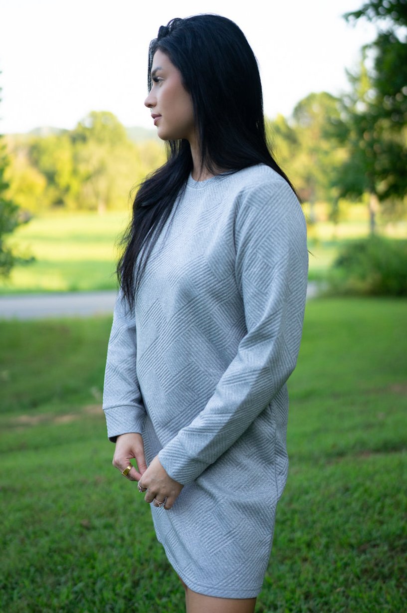 Power Sleeve — C2C Textured Long Sleeve Dress