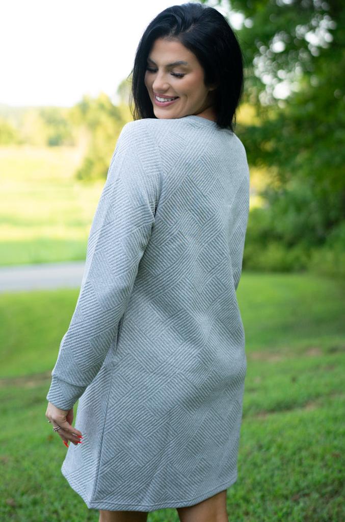 Power Sleeve — C2C Textured Long Sleeve Dress