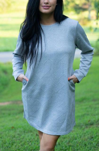 Power Sleeve — C2C Textured Long Sleeve Dress
