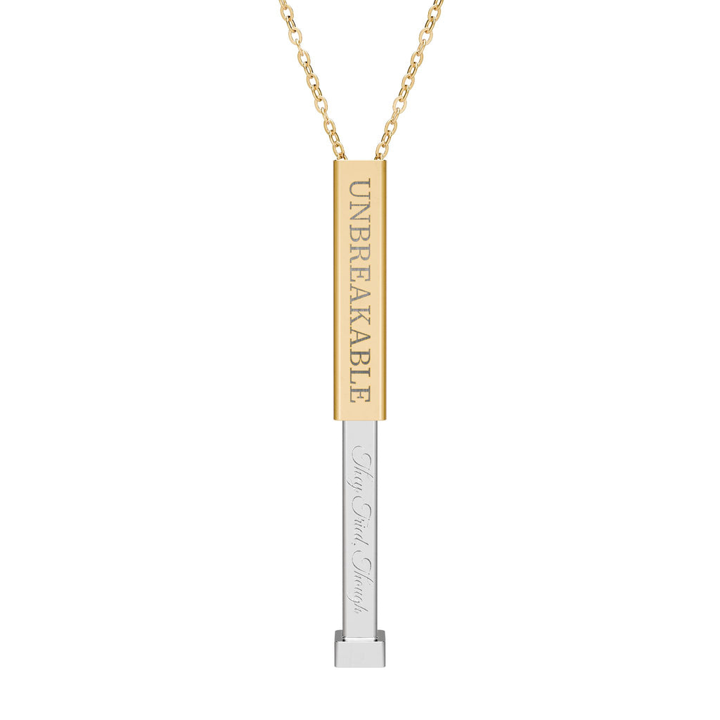 * Unbreakable —B2B  Hidden Message Bar Necklace