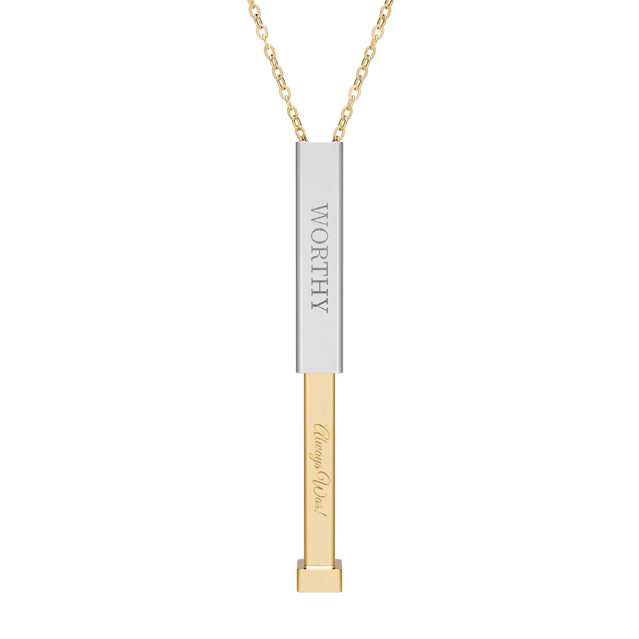 Worthy — C2C Hidden Message Bar Necklace