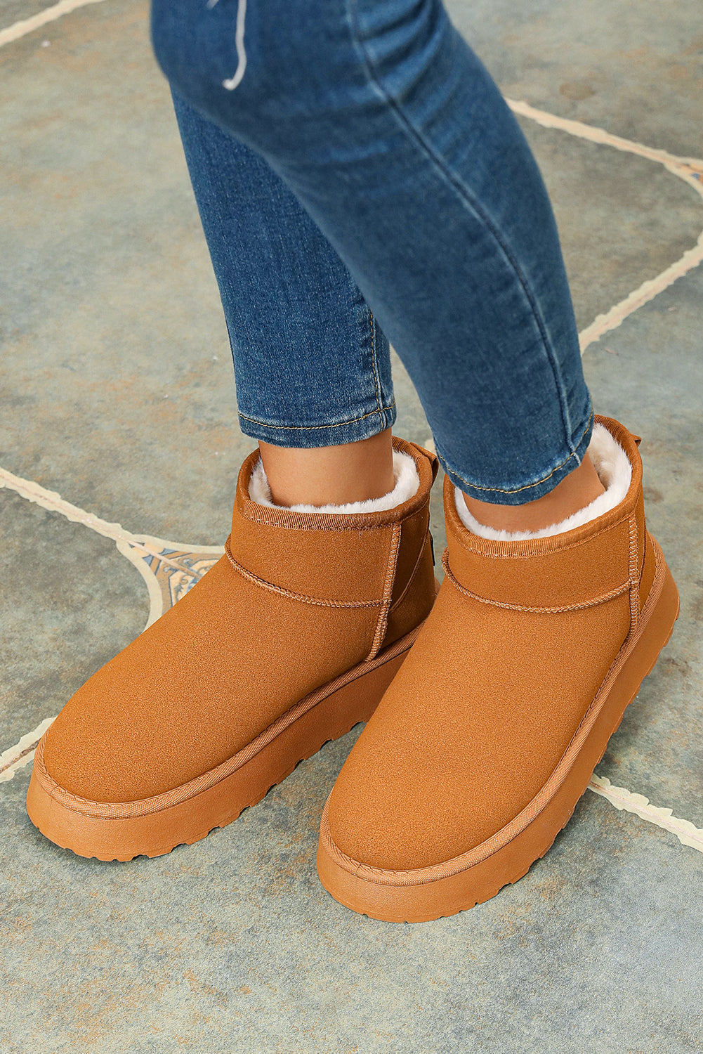 Frosted Grace — C2C Fur-Lined Suede Ankle Boots