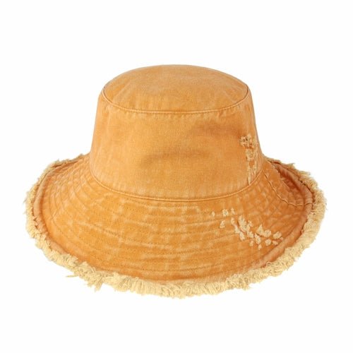 Wide Brim Frayed Bucket Hat-25