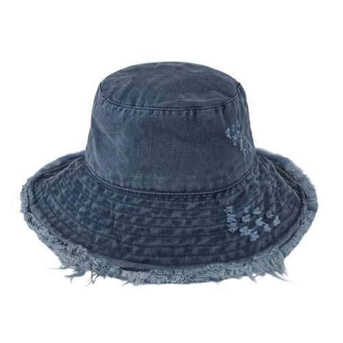 Wide Brim Frayed Bucket Hat-16