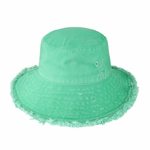 Wide Brim Frayed Bucket Hat-28