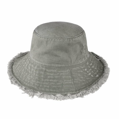 Wide Brim Frayed Bucket Hat-32