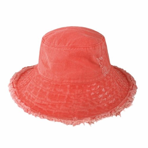 Wide Brim Frayed Bucket Hat-7