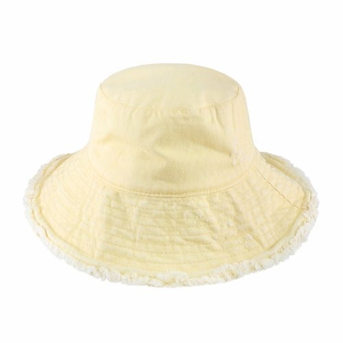 Wide Brim Frayed Bucket Hat-19