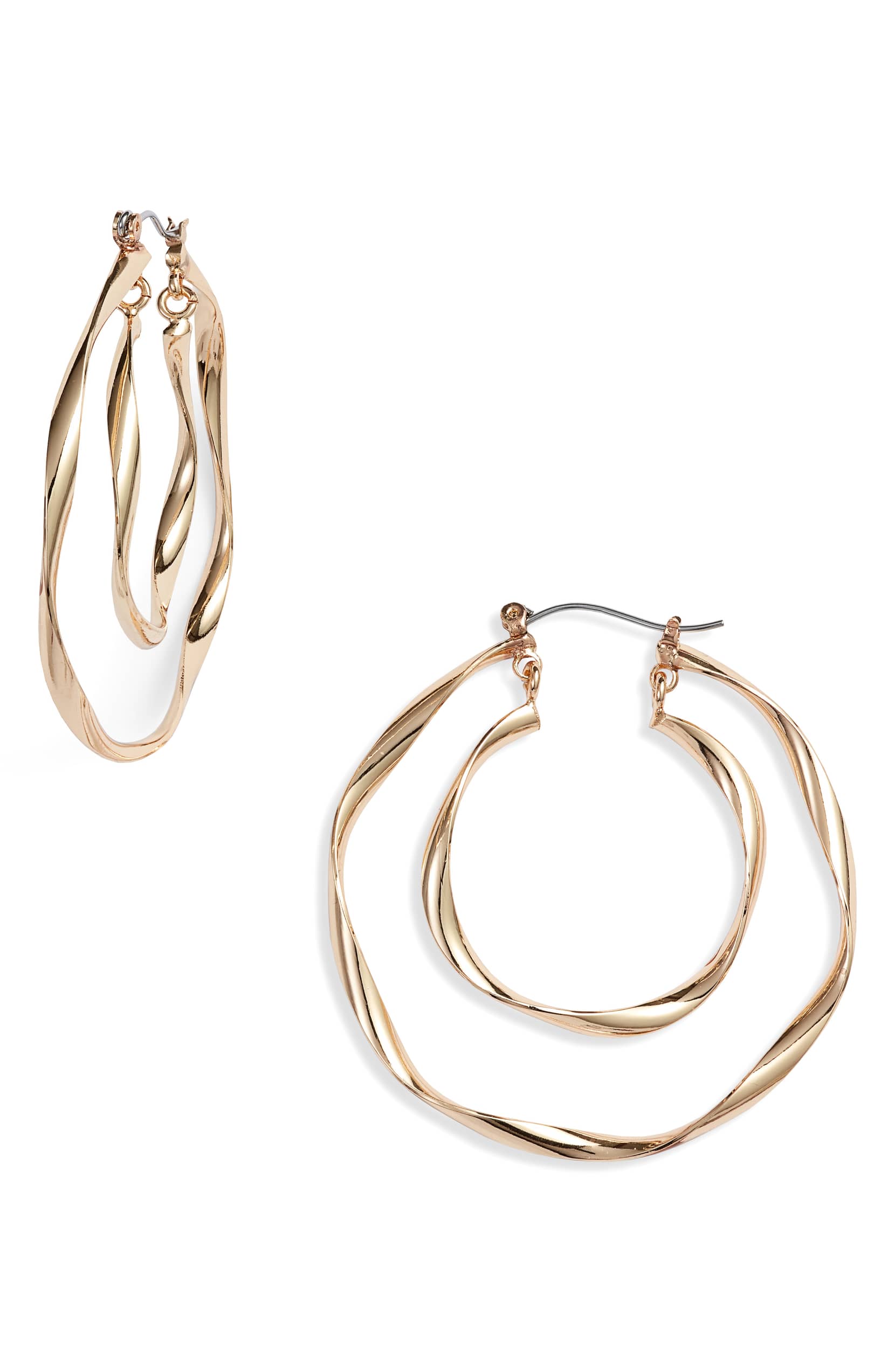 Twisted Double Hoop Earrings-0