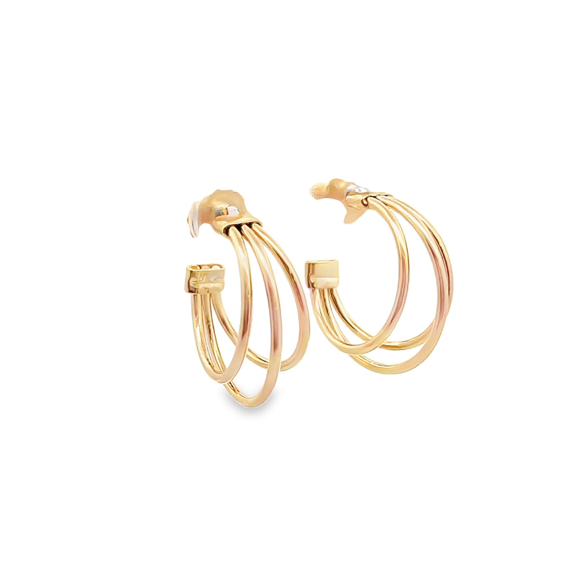 Triple Hoop Open Hoop Earrings (L491)-0