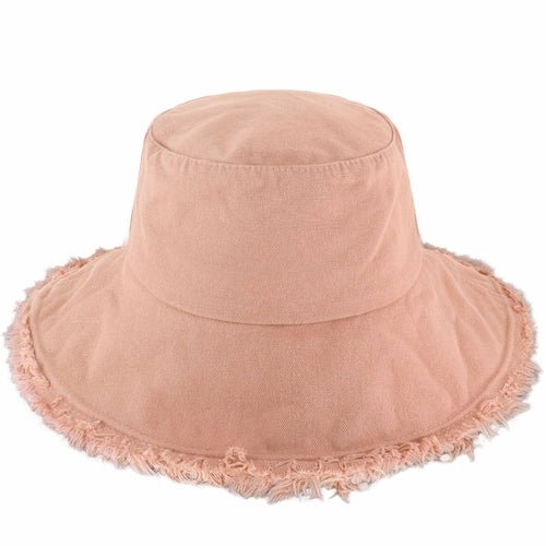 Wide Brim Frayed Bucket Hat-14
