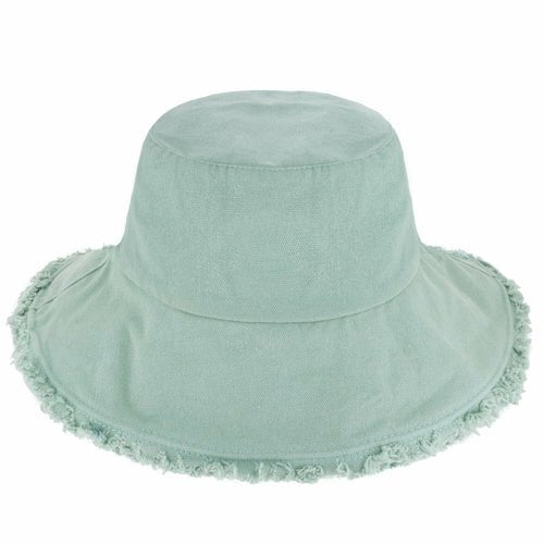 Wide Brim Frayed Bucket Hat-22