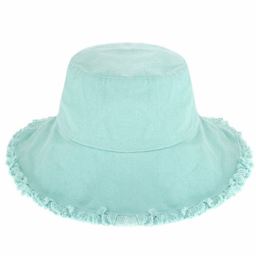Wide Brim Frayed Bucket Hat-12
