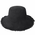 Wide Brim Frayed Bucket Hat-5