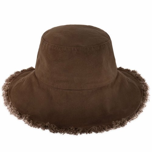 Wide Brim Frayed Bucket Hat-13
