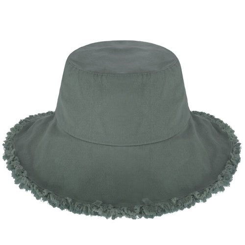 Wide Brim Frayed Bucket Hat-10