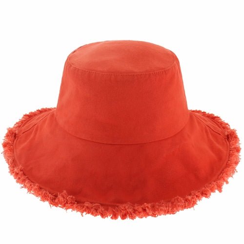 Wide Brim Frayed Bucket Hat-20