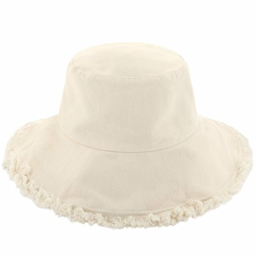 Wide Brim Frayed Bucket Hat-6