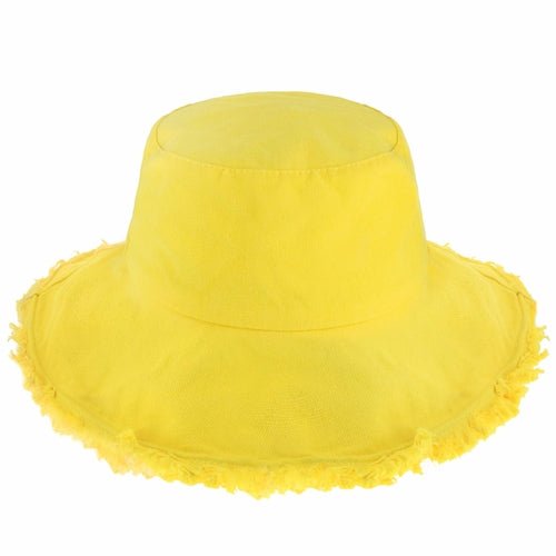 Wide Brim Frayed Bucket Hat-35