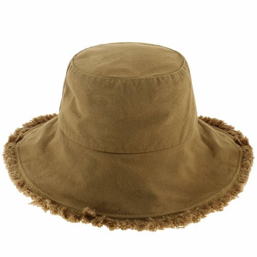 Wide Brim Frayed Bucket Hat-37