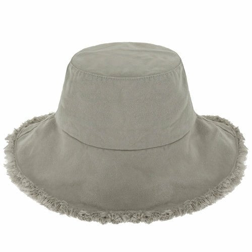 Wide Brim Frayed Bucket Hat-15