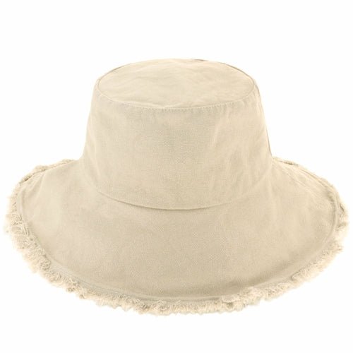 Wide Brim Frayed Bucket Hat-18