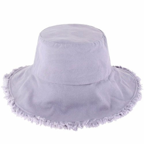 Wide Brim Frayed Bucket Hat-39