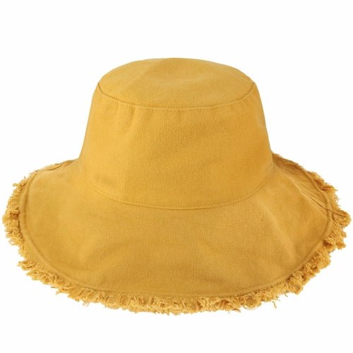 Wide Brim Frayed Bucket Hat-9