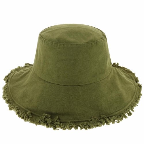 Wide Brim Frayed Bucket Hat-38