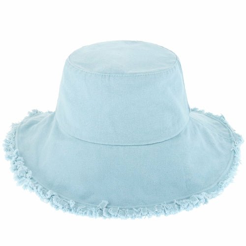 Wide Brim Frayed Bucket Hat-36