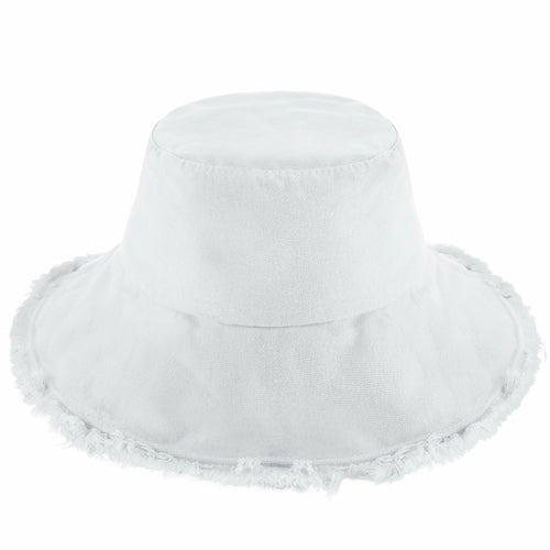Wide Brim Frayed Bucket Hat-34