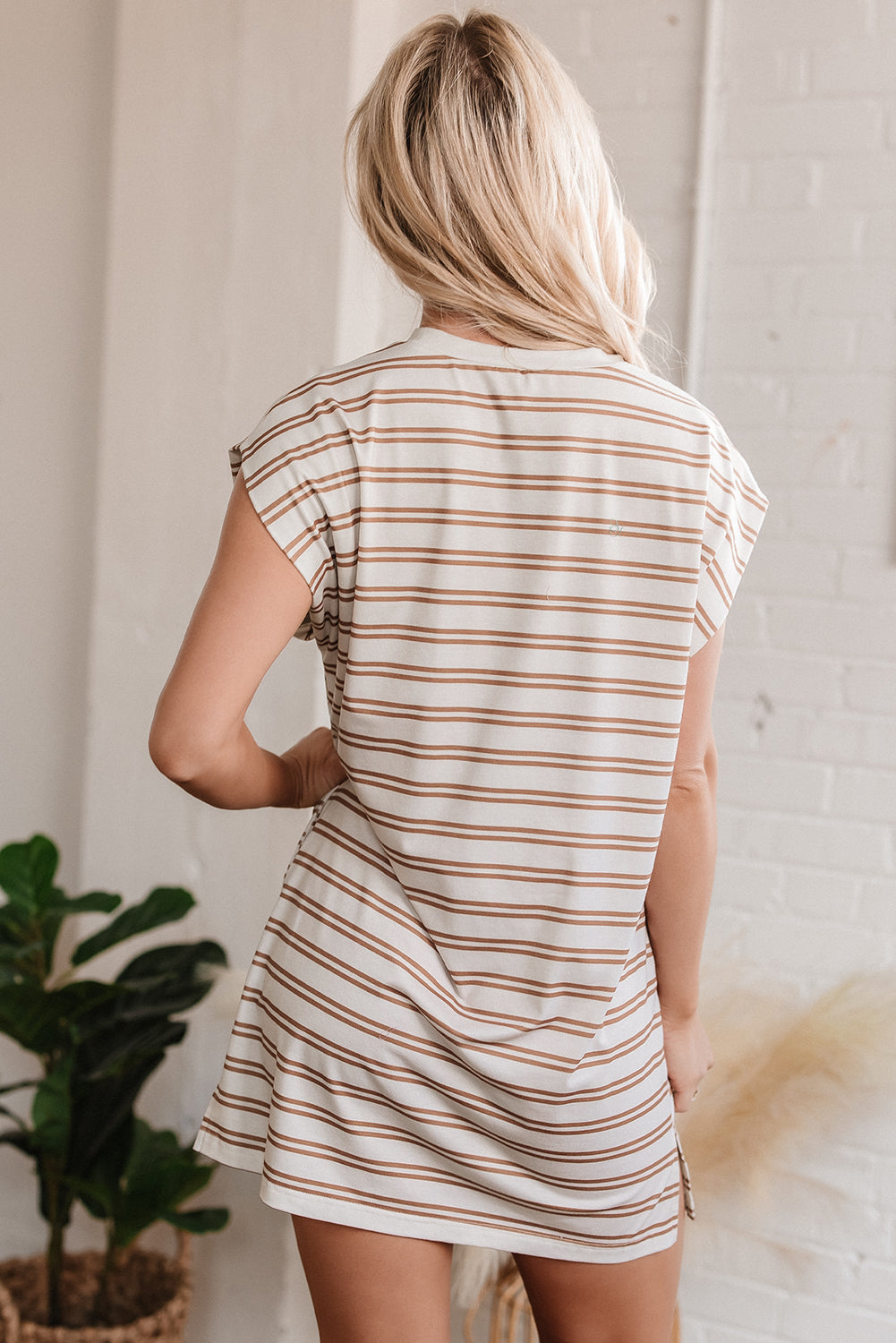 Crown Line — C2C Striped Pocketed Mini Dress